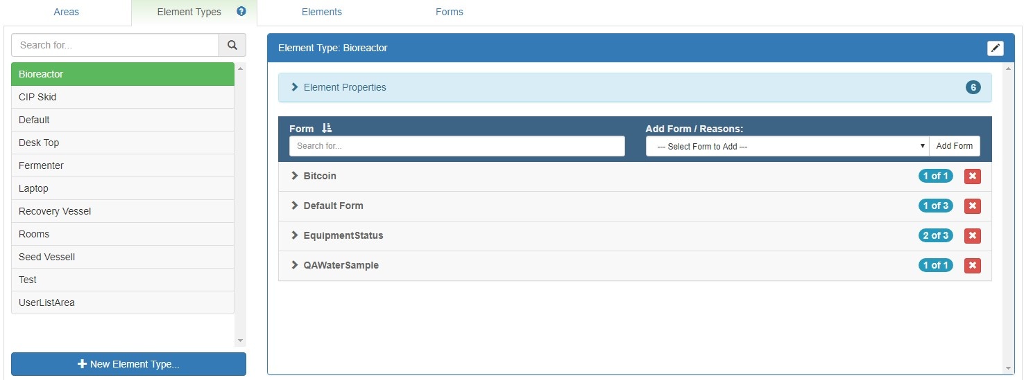 <i>e</i>Forms Element Types Example